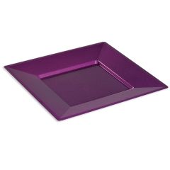 Assiette carrée polypro rigide Pourpre x 12