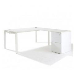 Bureau d'angle pure + retour caisson porteur Métal 60 cm 